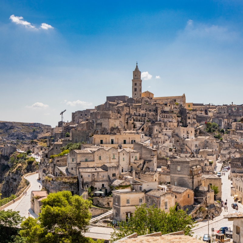 Palazzo Gattini blending ancient Matera stonework with modern design.